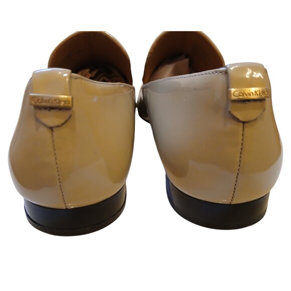 CALVIN KLEIN TAN PATENT LEATHER LOAFERS 8M - Picture 7 of 9